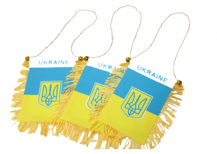 Флажок на присоске (UKRAINE) с бахромой 12х8см